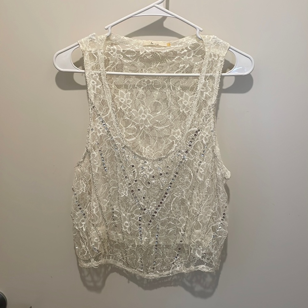 Sheer lace and sequin top